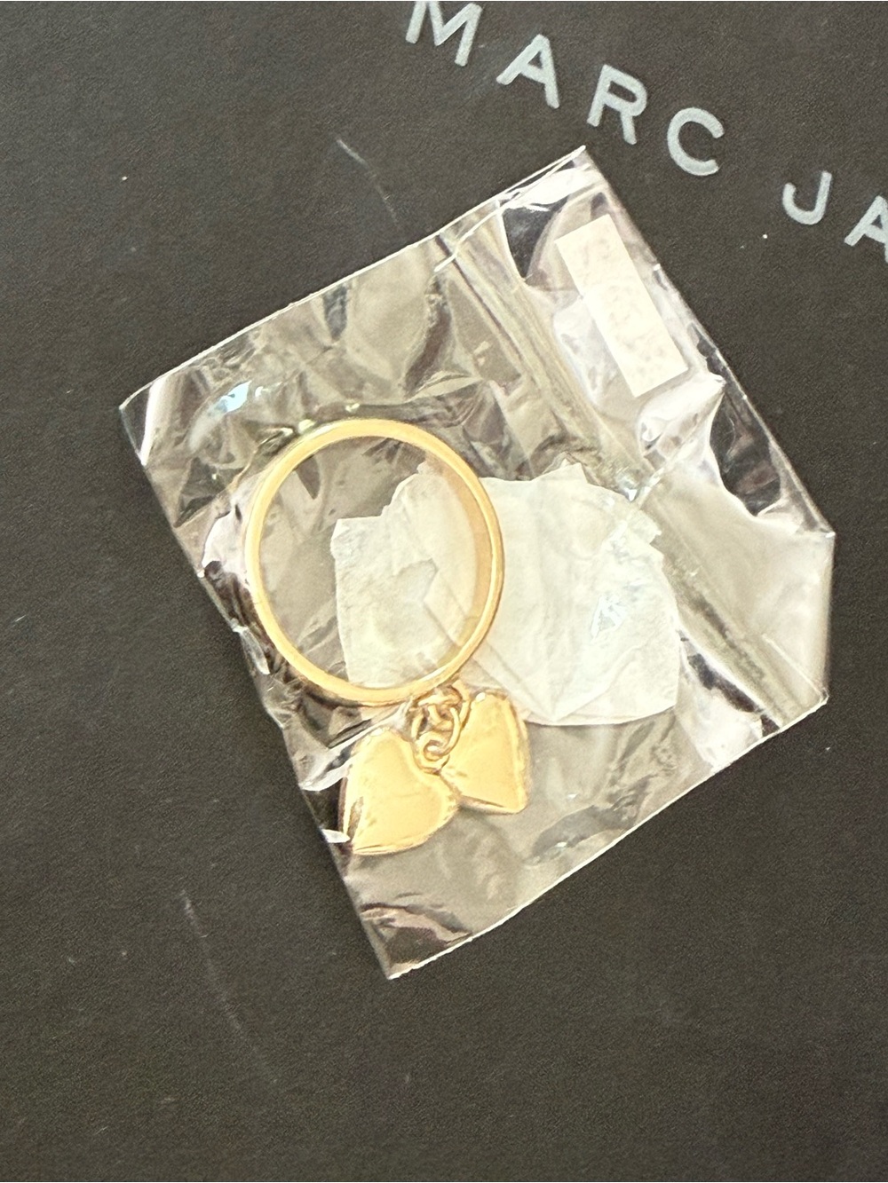 Marc Jacobs Gold Double Heart Ring Rare NWT